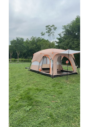 Aile Boyu Büyük Kamp Çadırı 2 Oda 1 Salon 420 305 200 Cm Bej
