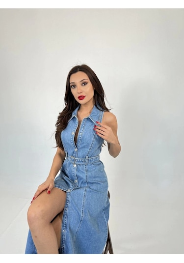 6969 Kot Elbise-mavi Çok Renkli