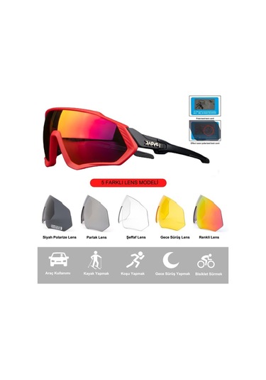 Kapvoe Daylight Değişebilir 5 Lens Mtb Polarize Bisiklet Spor Dağ