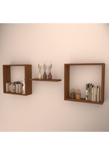 Rafkestir Vienza Duvar Raf Seti Hareli Ceviz (Mat)