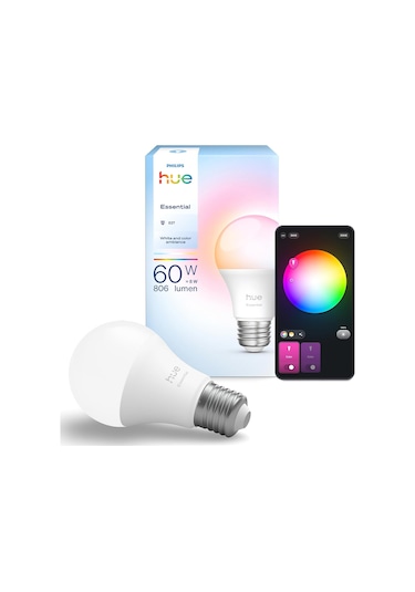 Philips Hue Essential 8w E27 806 Lumen Renkli Akıllı Ampul A60 Çok Renkli
