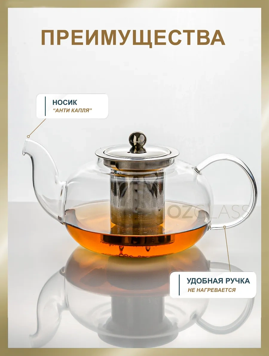 Ozglass Cam Demlik, 800 Ml 95750905 Beyaz