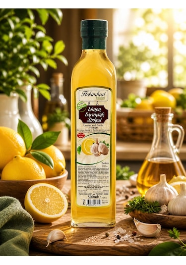 Hekimhan Bitkisel Limon Sarımsak Sirkesi Cam 500 ML