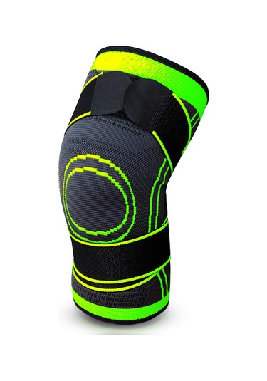 Kangvka Yeşil Xl Boyutlu Spor Kompresyonlu Dikişli Diz Protektörü Çok Renkli