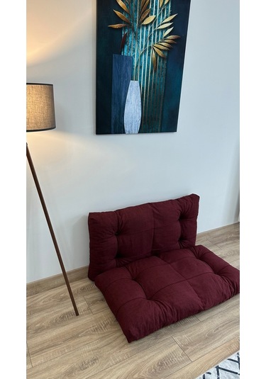 Modern Style Home Kalorifer Önü Yer & Palet Minderi 2'li Takım Bordo
