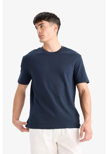 Defacto Regular Fit Bisiklet Yaka Kısa Kollu Tişört E7961ax25aunv64 Lacivert