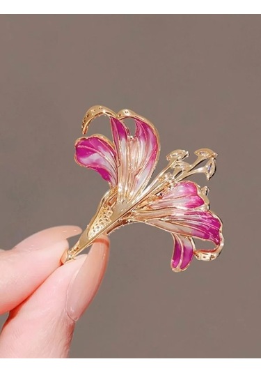 Fashion Jewelry Zambak Çiçekli Broş 359740059 Altın Rengi