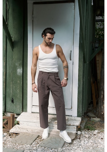 Sergio Düğmeli Kahve Erkek Pantolon Kahve