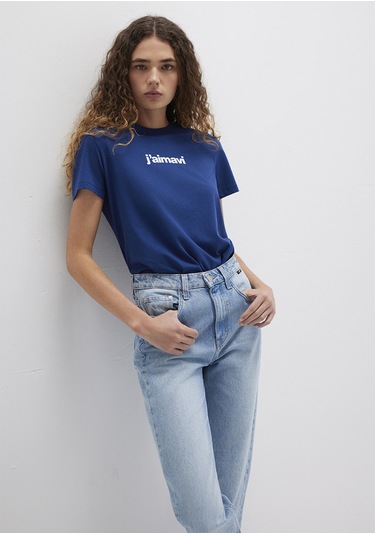 Mavi - Mavi Baskılı Lacivert Tişört 1612242-70722 Mavi