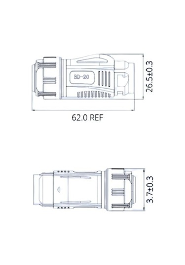 Bd-20-c04pe-03-006a 4-pin Su Geçirmez Konnektör - Erkek