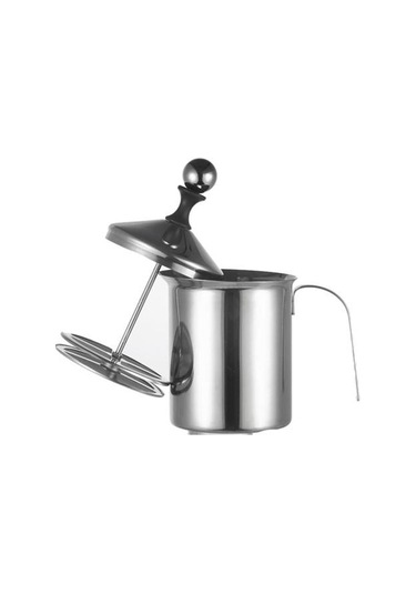 Soulader Çift Katlı Ağ Yapılı Paslanmaz Çelik Manuel Süt Köpürtücü Kremalı Köpük Yapma Aleti 400 Ml Cappuccino Ve Latte Makinesi Gümüş