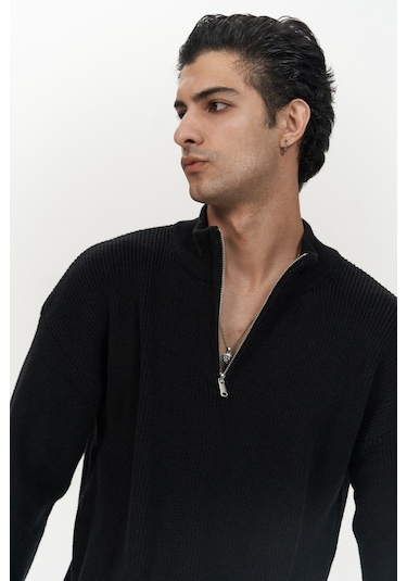 Mai Collection Mai Studios Co. Mathis Siyah Balıkçı Yaka Erkek Triko Kazak Siyah