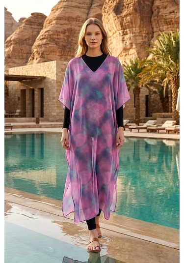 Remsa Mayo Remsa Tesettür Mayo Üzerine Tasarım Tek Kaftan Pareo Rdp26 Lila