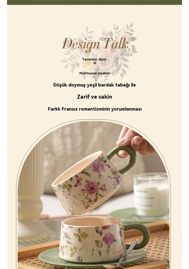 Aurora Seramik Kahve Fincanıve Tabağıseti İçek Beyaz