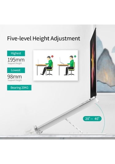 Ebitda Cbtx Katlanabilir Laptop Standı - Soğutma Fanlı - 5 Seviyeli Ayarlanabilir