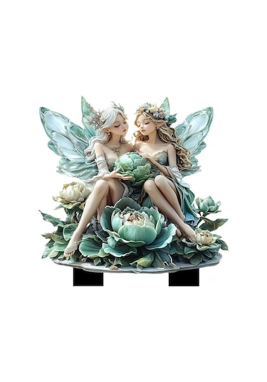 Qingmipy Yeşil Beyaz Çim Bahçe Figürü, Akrilik Su Geçirmez Dayanıklı, Kolay Kurulum Dekoratif "süt Masalı" Bitki Süs Ykc473