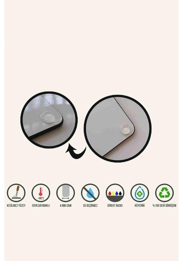 Pembe Ananas Desenli Cam Kesme Tahtası - Cam Kesme Tablası - Sunu