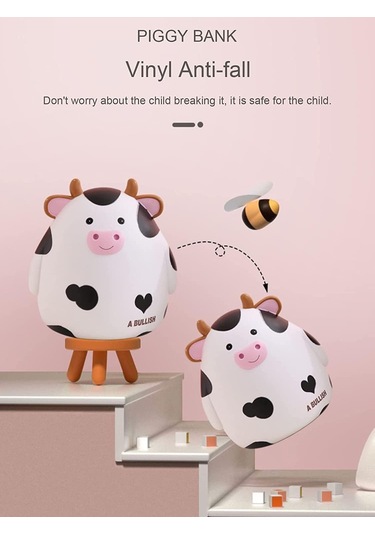 H&w İnek Domuz Kumbara, Çocuklar İçin Kırılmaz Madeni Para Kutusu, Erkekler Ve Kızlar İçin Sevimli Hayvan Para Bankası, Para Tasarruf Kutuları Beyaz