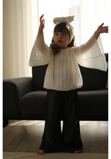 Kız Çocuk Deri Pantolon Bluz Tarz Takım 001