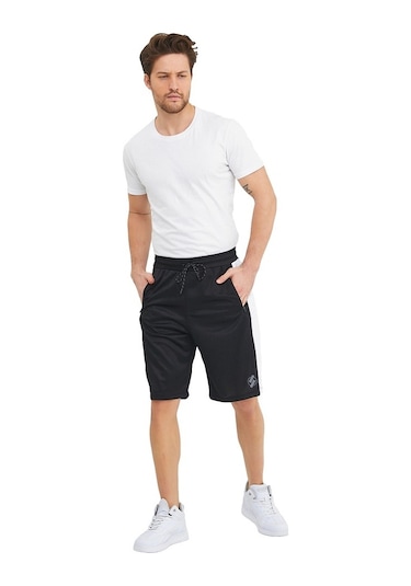 Adams Erkek Polyester Siyah Spor Antrenman Şortu