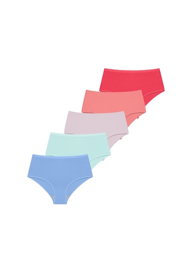 Likralı 5'li Kutu Premium Günlük Kullanıma Uygun Yüksek Bel Külot Berry G-007 D Resimdeki Renk