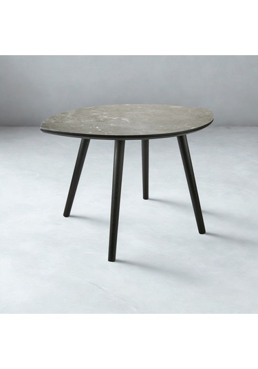 Mermer Desenli Oval Model Sehpa Siyah 70x47x42 Cm Atlantik Çam