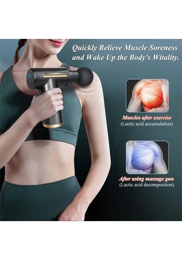 Taşınabilir Fasyal Masaj Tabancası Elektrikli Vurmalı Tabanca Masajı Led Dokunmatik Ekran Ile Vücut Gevşeme 4 Değiştirilebilir Masaj Başlığı