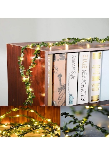 Cajuart Yapay Yapraklı Yeşil Sarmaşık 3 Metre Peri Led Işık Süs