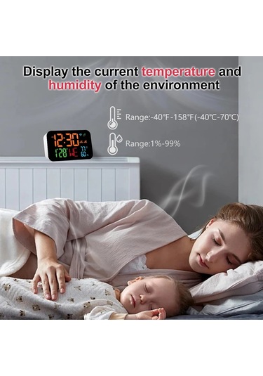 Tuya Wifi Masaüstü Saat Takvimi Akıllı Termometre Higometre Whıte