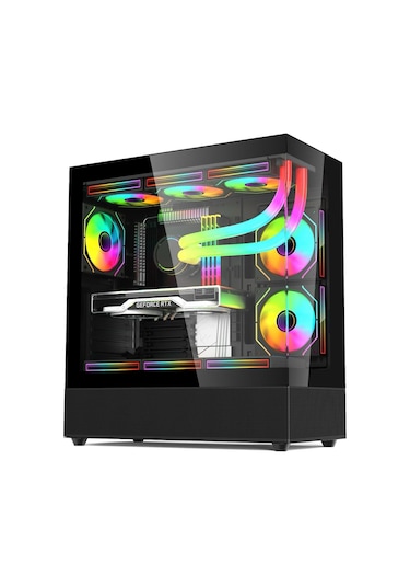 Gametech Phantom 6 x 120 MM RGB Fanlı Oyuncu Bilgisayar Kasası Siyah