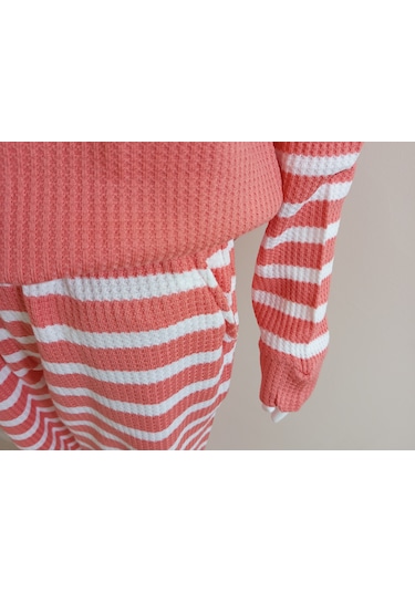 Kolları Çizgili Turuncu Pijama Takımı Dowry