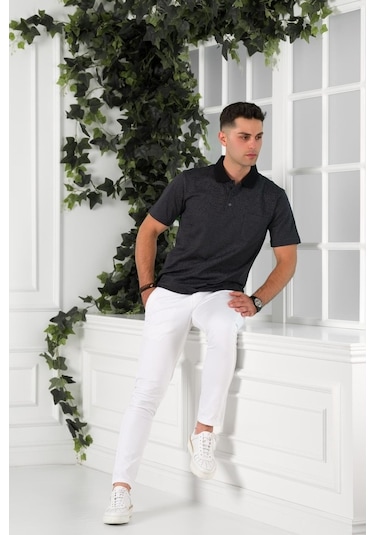 Nehir By Faruk Ülker Polo Yaka Cepli Desenli Merserize Süperfine