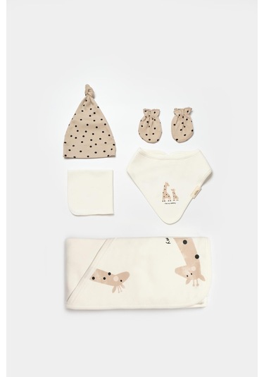 BabyCosy Organik Zürafa Desenli 10 Lu Set Ekru - Vizon