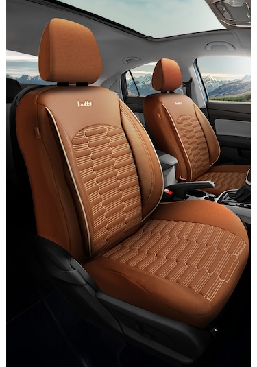 Taba - Taba Butti Libro Serisi Keten Kumaş Premium Oto Koltuk Kılıfı Destekli, Ön Arka Tam Set