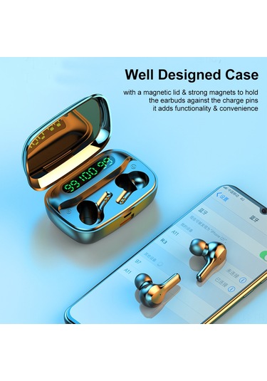 Leezsing R3 Modeli Beyaz Bluetooth 5.0 Kulaklıklar: Dokunmatik Kontrol, Led Sayım Gösterimi, Kablosuz İkili Kulaküstü Tasarım