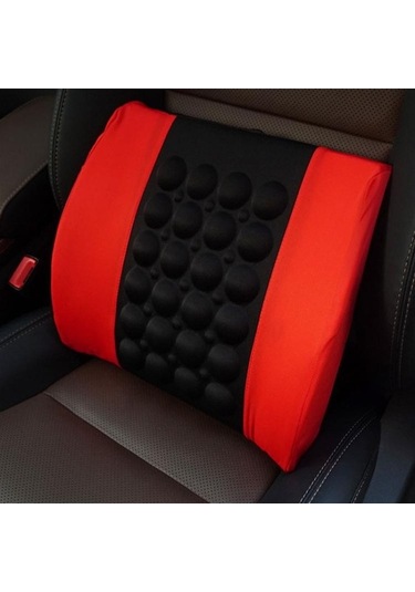Otomotiv Evrensel Elektrikli Masaj Lomber Yastık Araba Destek Pedi Siyah Kırmızı