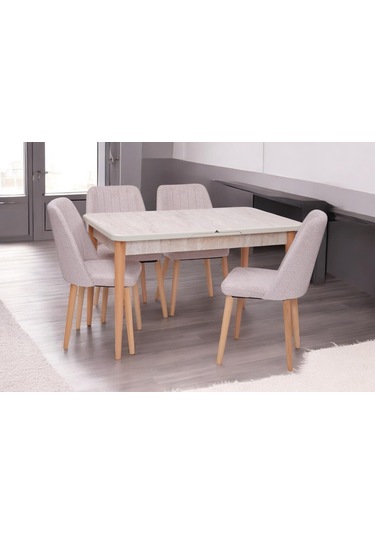 Milano Traverten Boyalı Mdf Mutfak Masa Takımı 80x130