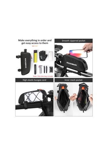 Jeemson Bisiklet Ön Çerçeve Çantası - Su Geçirmez, Dayanıklı, 1l Kapasiteli Siyah