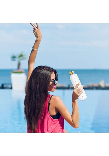 1000ml Su Şişesi Spor Su Bardağı Pp Monokrom Spor Su Isıtıcısı Çok Renkli