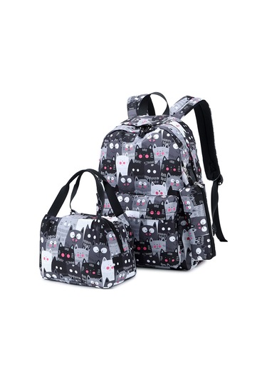 "3 Adet 2025 Baskılı Büyük Kapasiteli Öğrenci Okul Çantası-Siyah