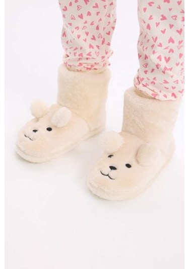 DeFacto Kız Çocuk Düz Taban Panduf D3444A824WNBG47 Bej