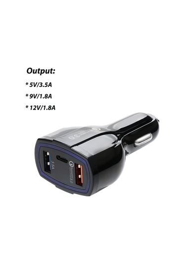 Hombey Siyah Araba Şarj Cihazı, 2 Usb Type-c Portlu, Hızlı Şarj Desteği, Çok Katmanlı Koruma, Abs Malzeme