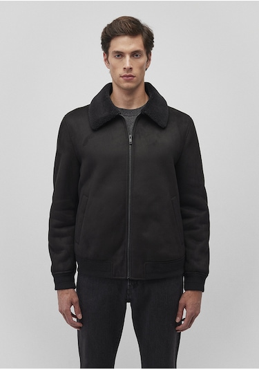Mavi - Siyah Suni Deri Ceket 0110450-900 Siyah