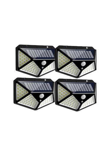 4 Adet Solar Bahçe Lambası 100 Led Bahçe Aplik Bahçe Lambası Bahç