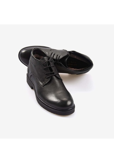 Kemal Tanca Hakiki Deri İçi Kürklü Erkek Klasik Bot P25062 Siyah Antik