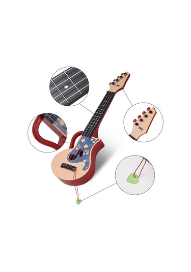 Ruicoo Başlangıçcılar İçin Çalınabilir 54 Cm El Taşınabilir Not Desenli Kırmızı Ukulele Enstrümanı