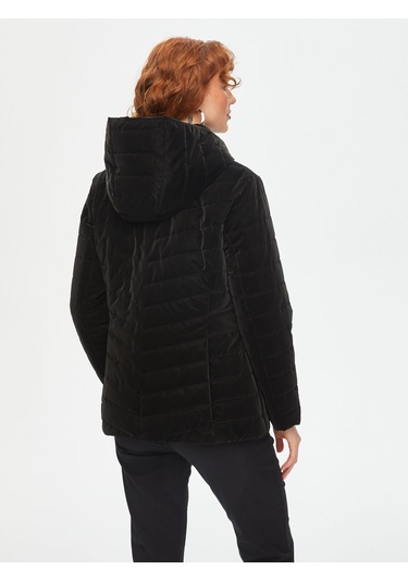 Trok Cepli Kadife Görünümlü Kapüşonlu Kapitone Mont 69435 U6943510 Siyah