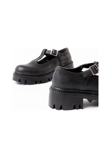 868-757 Siyah Günlük Yüksek Tabanlı Loafer Ayakkabı Beyaz