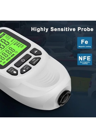 Honeybeeshop Beyaz Otomatik Manuel Araba Boya Filmi Kalınlık Ölçer Abs Malzeme Pil İle Çalışır