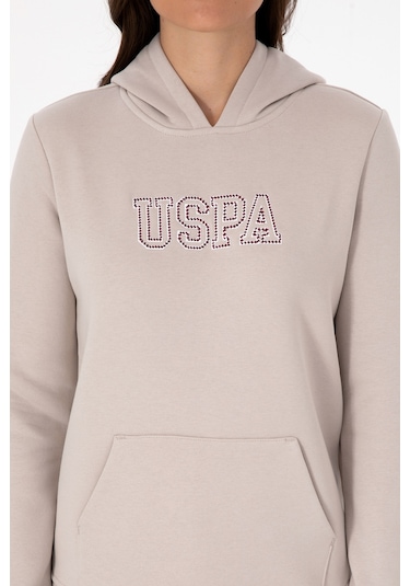 U.S. Polo Assn. Kadın Taş Şardonlu Kapüşonlu Basic Sweatshirt 50313566-VR049 U.S. Polo Assn. Kadın Taş Şardonlu Kapüşonlu Basic Sweatshirt 50313566-VR049